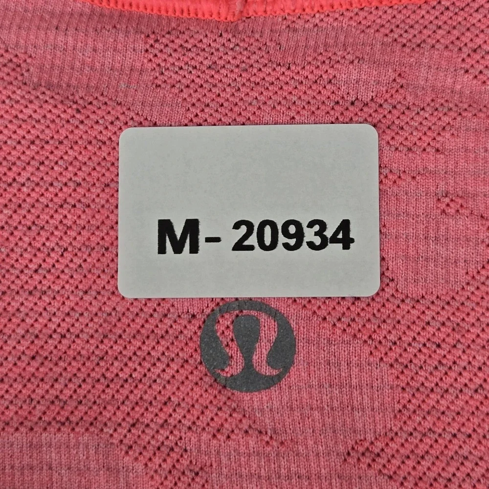 Lululemon Women Shirt 8 Pink Floral Swiftly Tech Activewear Crew Neck Pullover